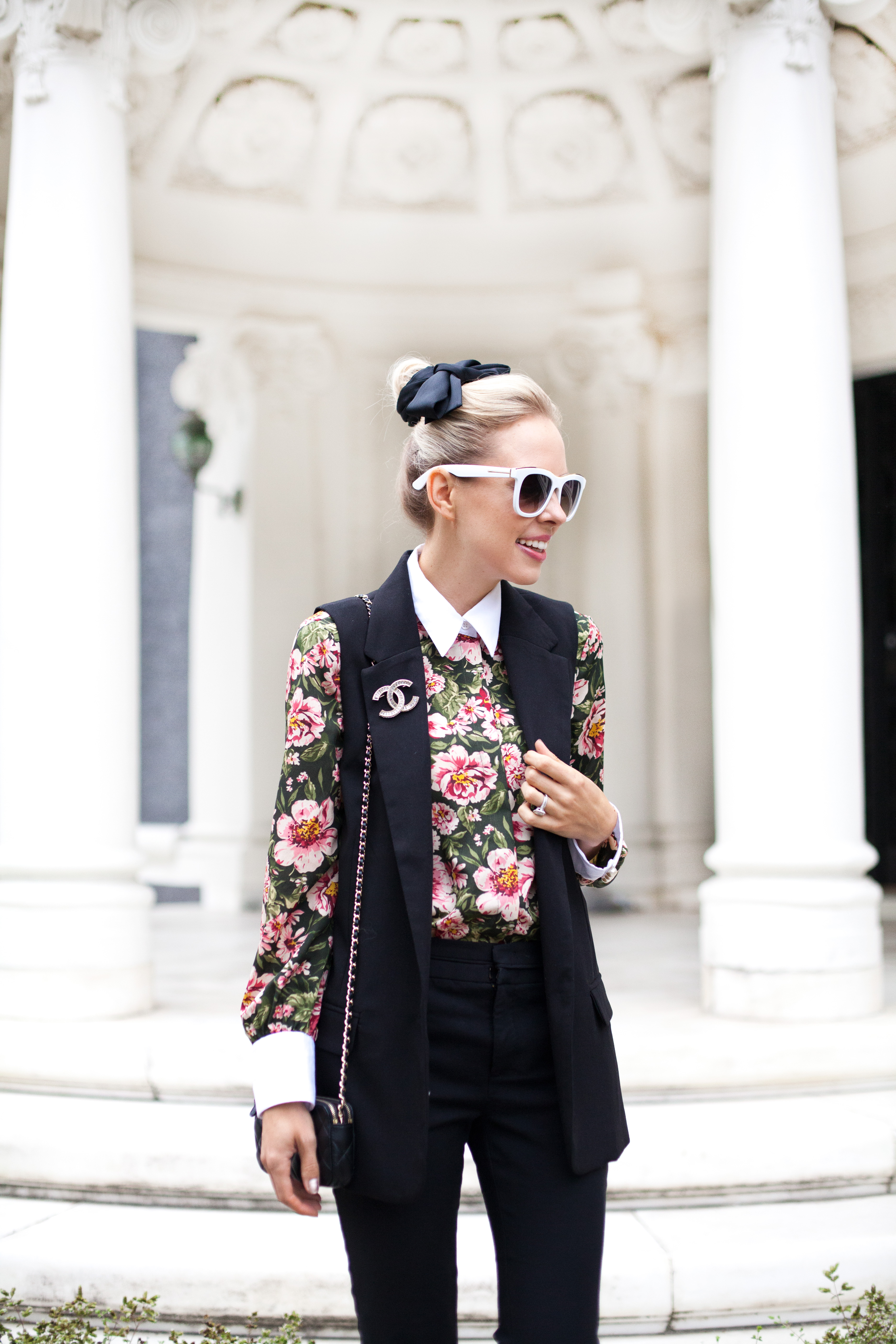 black floral blouse zara