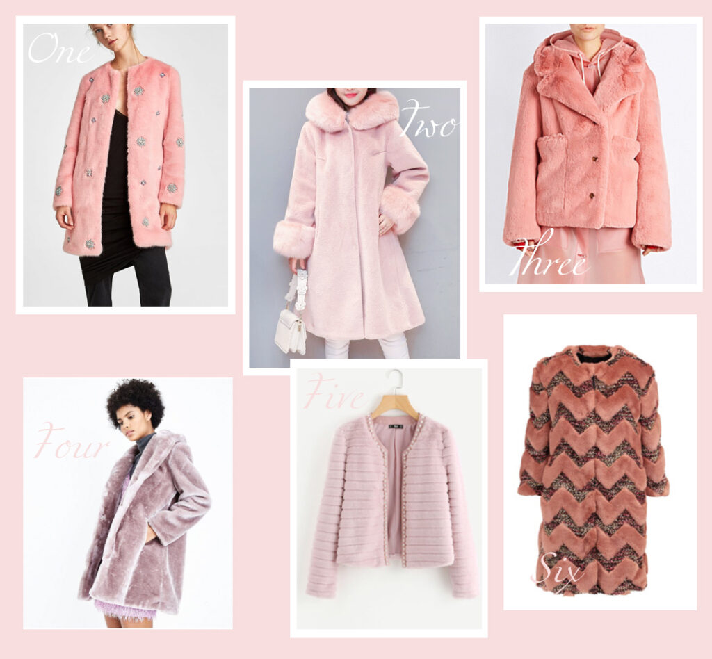 faux fur coat round up blush pink
