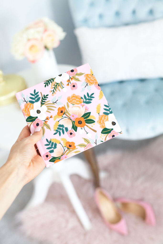 Rifle Paper Co for Chatbooks' floral prints featured by top US life and style blog, Lombard & Fifth: image of a Chatbooks photo album