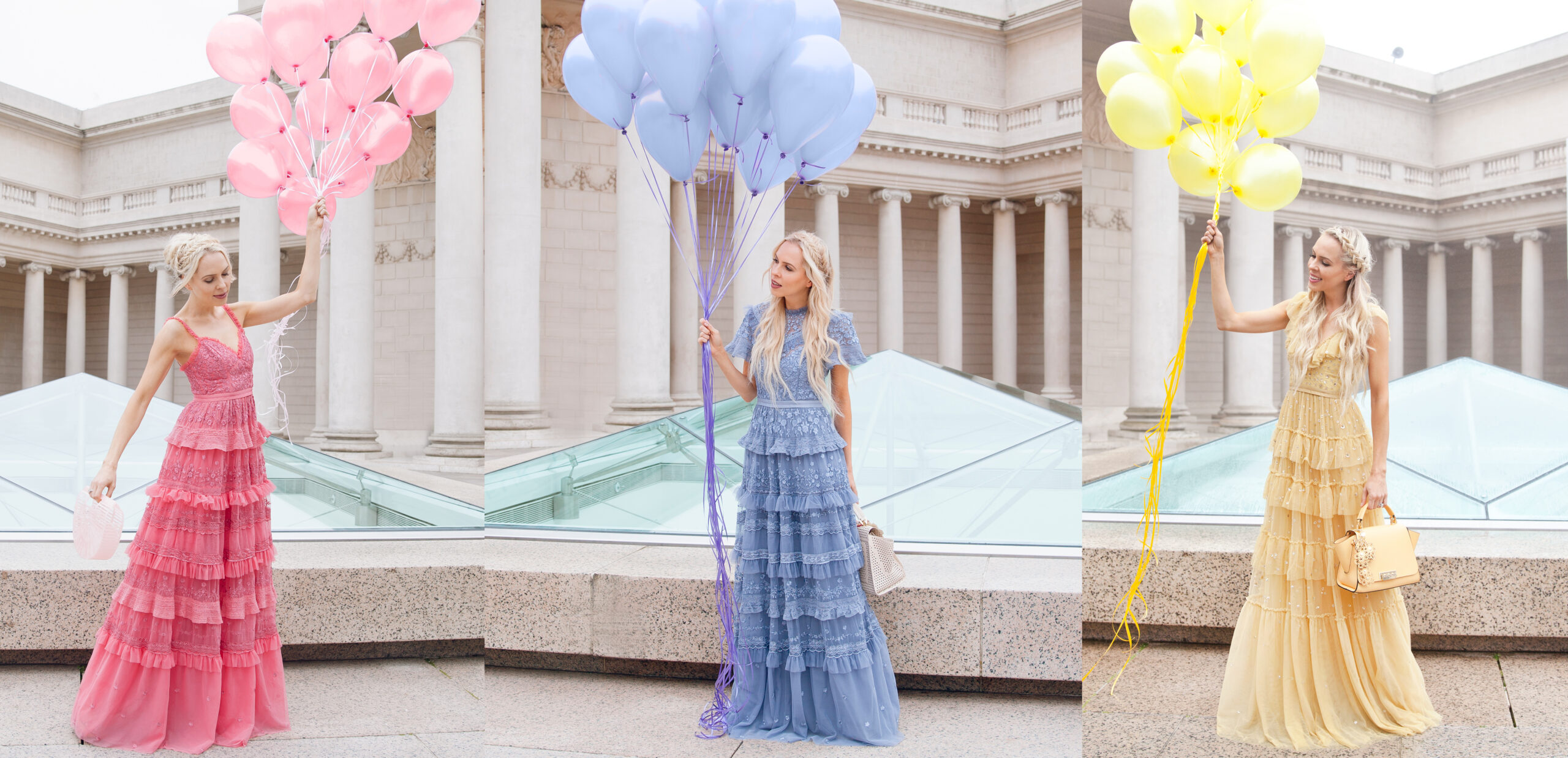 Top San Francisco fashion blog, Lombard and Fifth, features her tips on How to Ebay effectively: image of a blonde woman wearing a stunning maxi dress found on Ebay