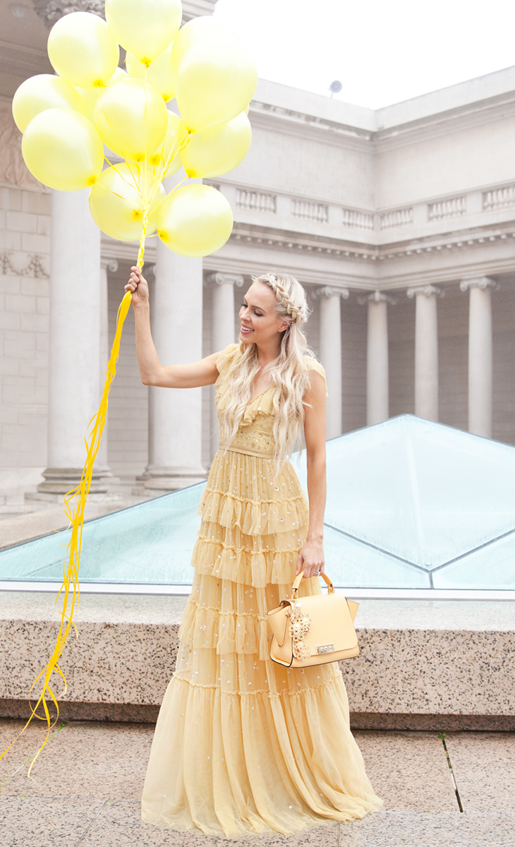 | Top San Francisco fashion blog, Lombard and Fifth, features her tips on How to Ebay effectively: image of a blonde woman wearing a stunning maxi dress found on Ebay