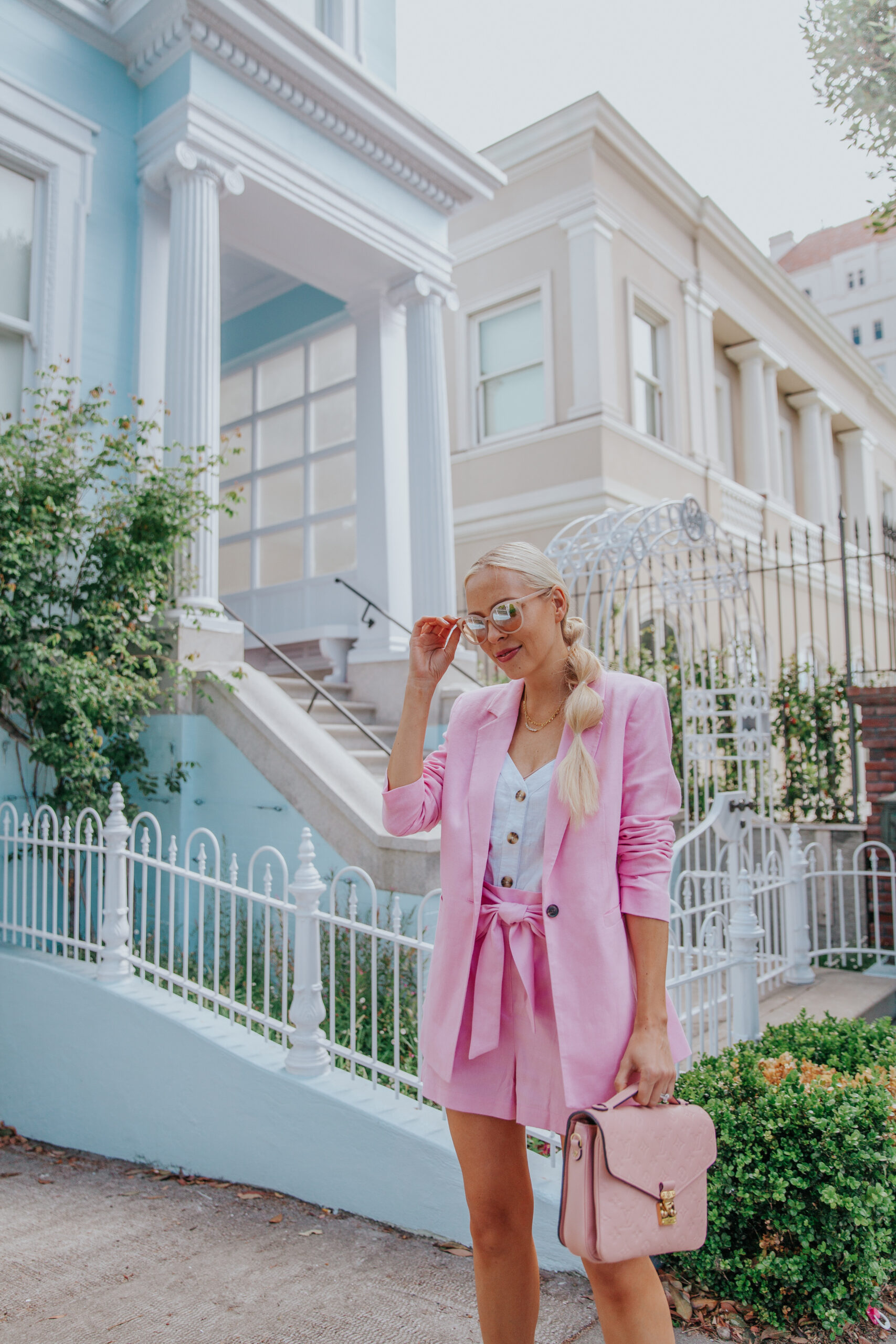 Nordstrom Halogen shorts pink suit featured by top San Francisco fashion blogger Lombard and Fifth.