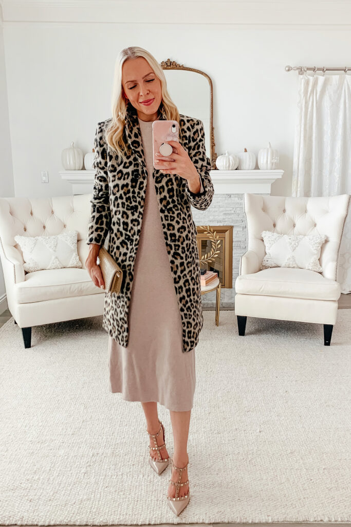 Ann Taylor Brushed Leopard Print Chesterfield Coat styled 5 ways featured by top San Francisco fashion blogger Lombard and Fifth