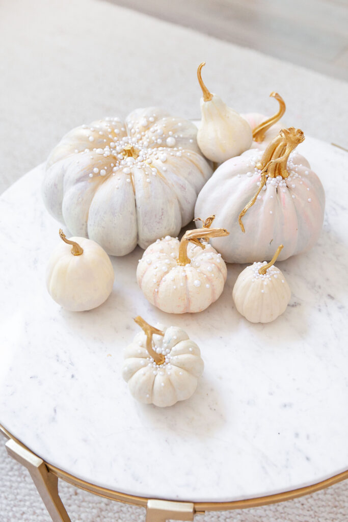 DIY Pumpkin décor with pearls and applique under $100, featured by top San Francisco fashion blogger Lombard and Fifth.