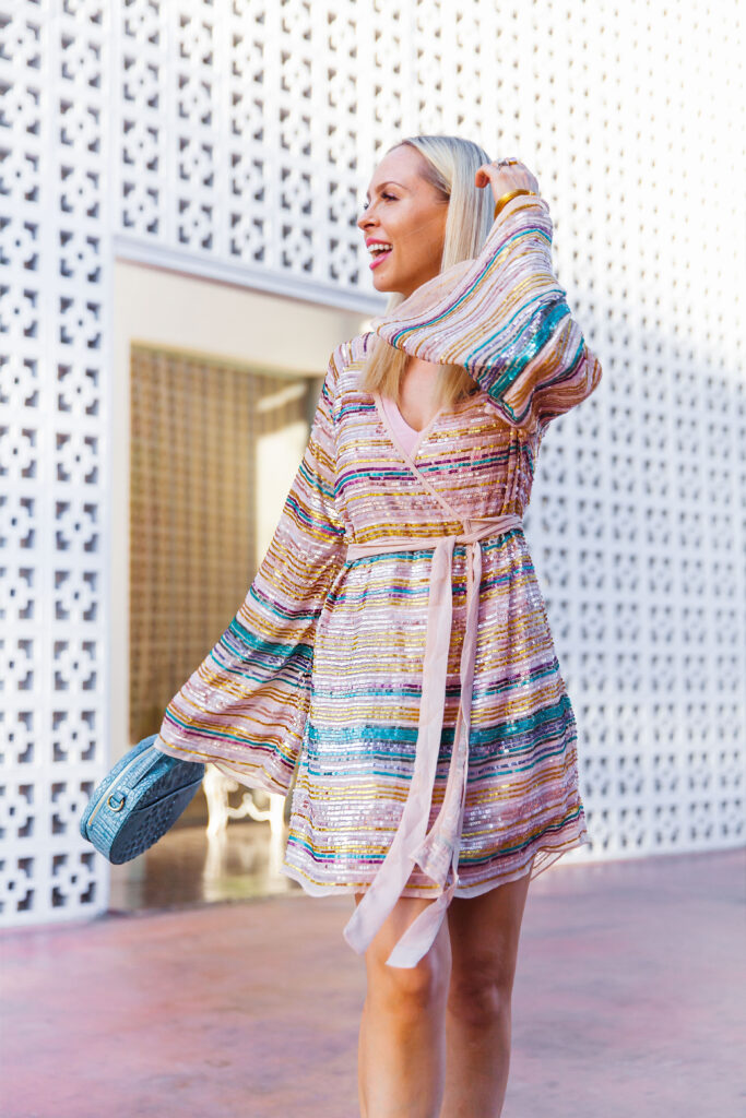 Tularosa Robin sequin wrap dress styled by top San Francisco fashion blogger Lombard and Fifth.