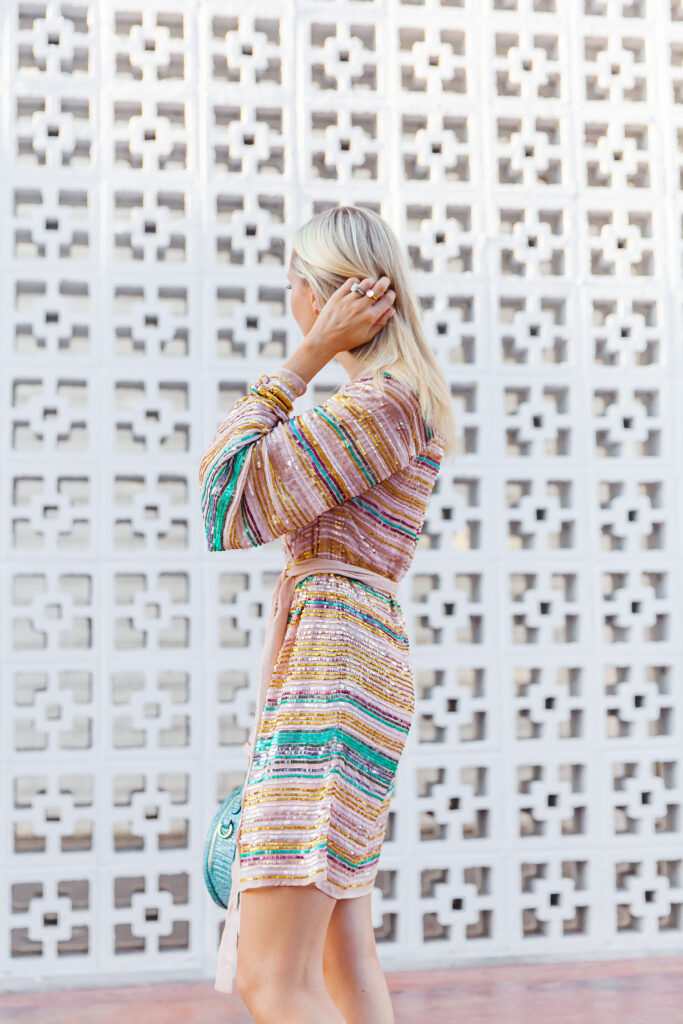 Tularosa Robin sequin wrap dress styled by top San Francisco fashion blogger Lombard and Fifth.