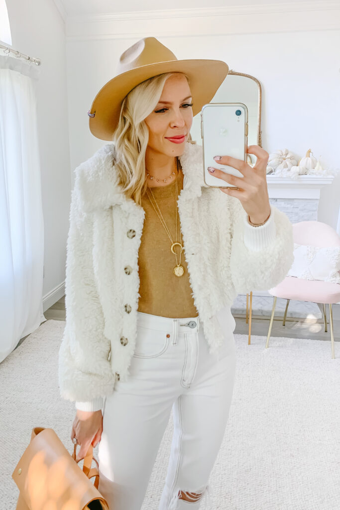 Five ways to style white jeans for fall, by top San Francisco fashion blogger Lombard and Fifth.