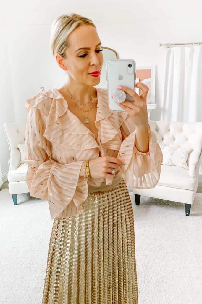 Anthropologie Natalia Sequined Midi Skirt, styled 5 ways by top San Francisco fashion blogger Lombard and Fifth.