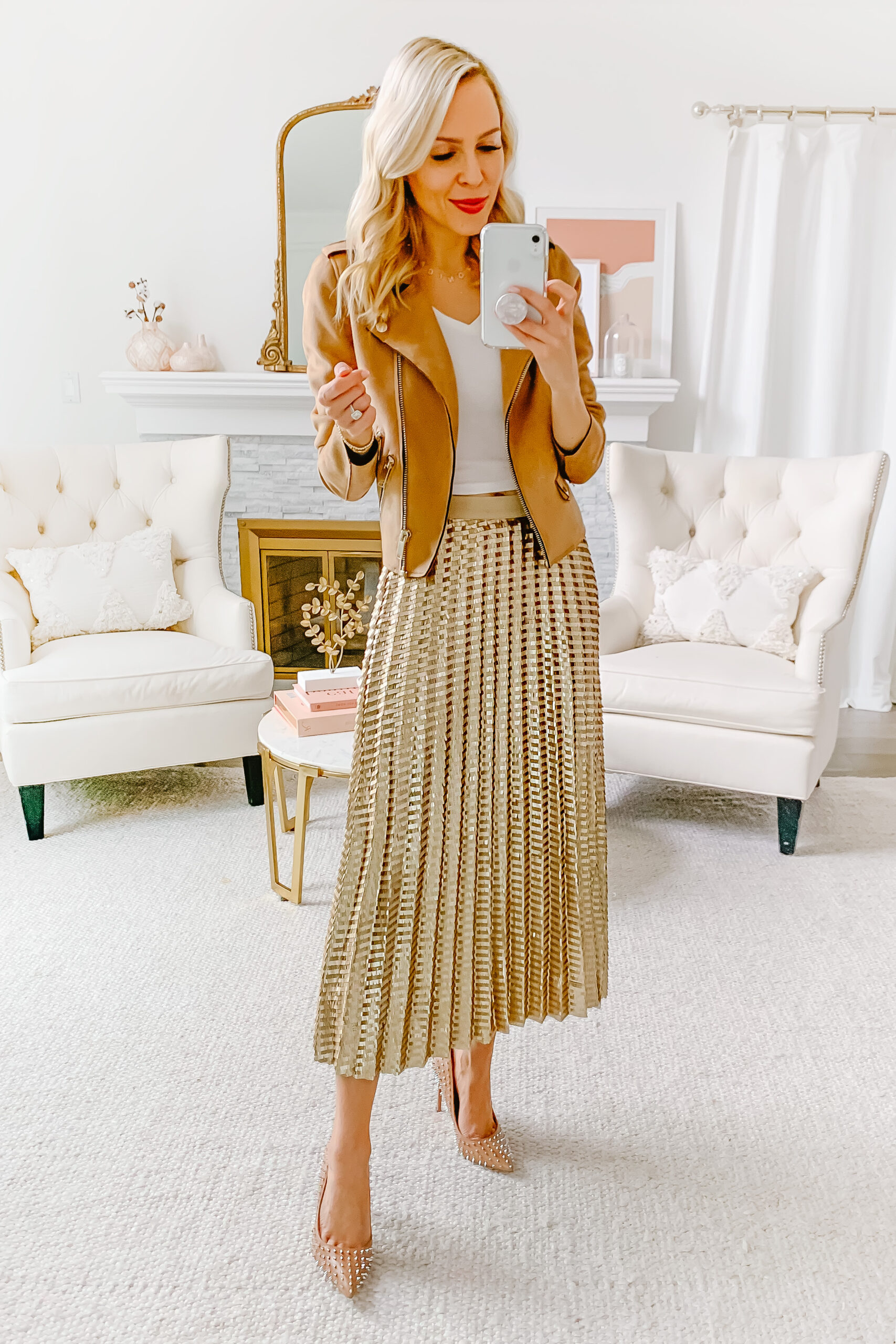 Anthropologie Natalia Sequined Midi Skirt, styled 5 ways by top San Francisco fashion blogger Lombard and Fifth.