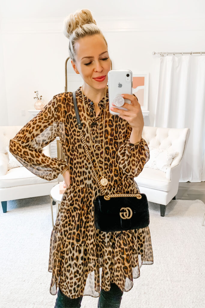 H&M leopard chiffon dress styled Five Ways, featured by top San Francisco fashion blogger Lombard and Fifth.
