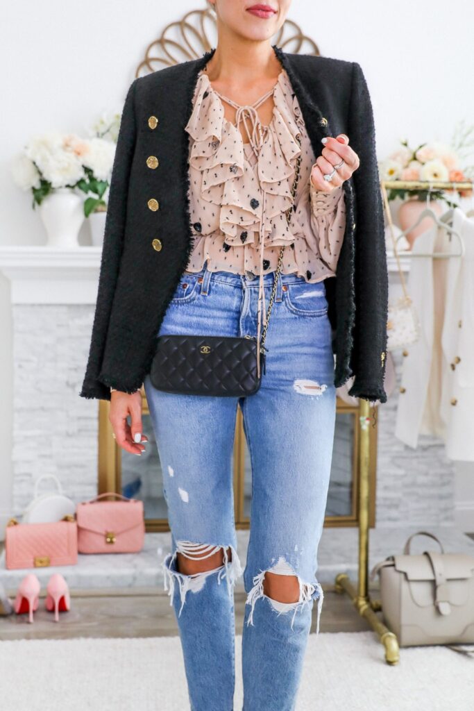 Levi’s distressed jeans styled for every season, featured by top San Francisco blogger Lombard and Fifth.