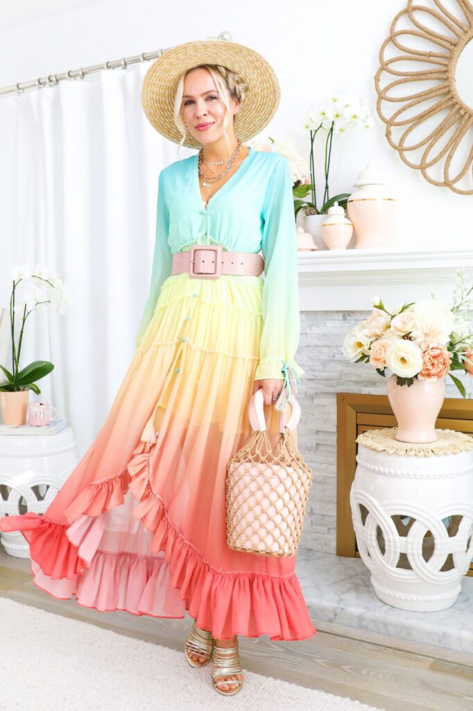 rococo sand rainbow dress styled 5 ways, featured by San Francisco style blogger Lombard and Fifth.