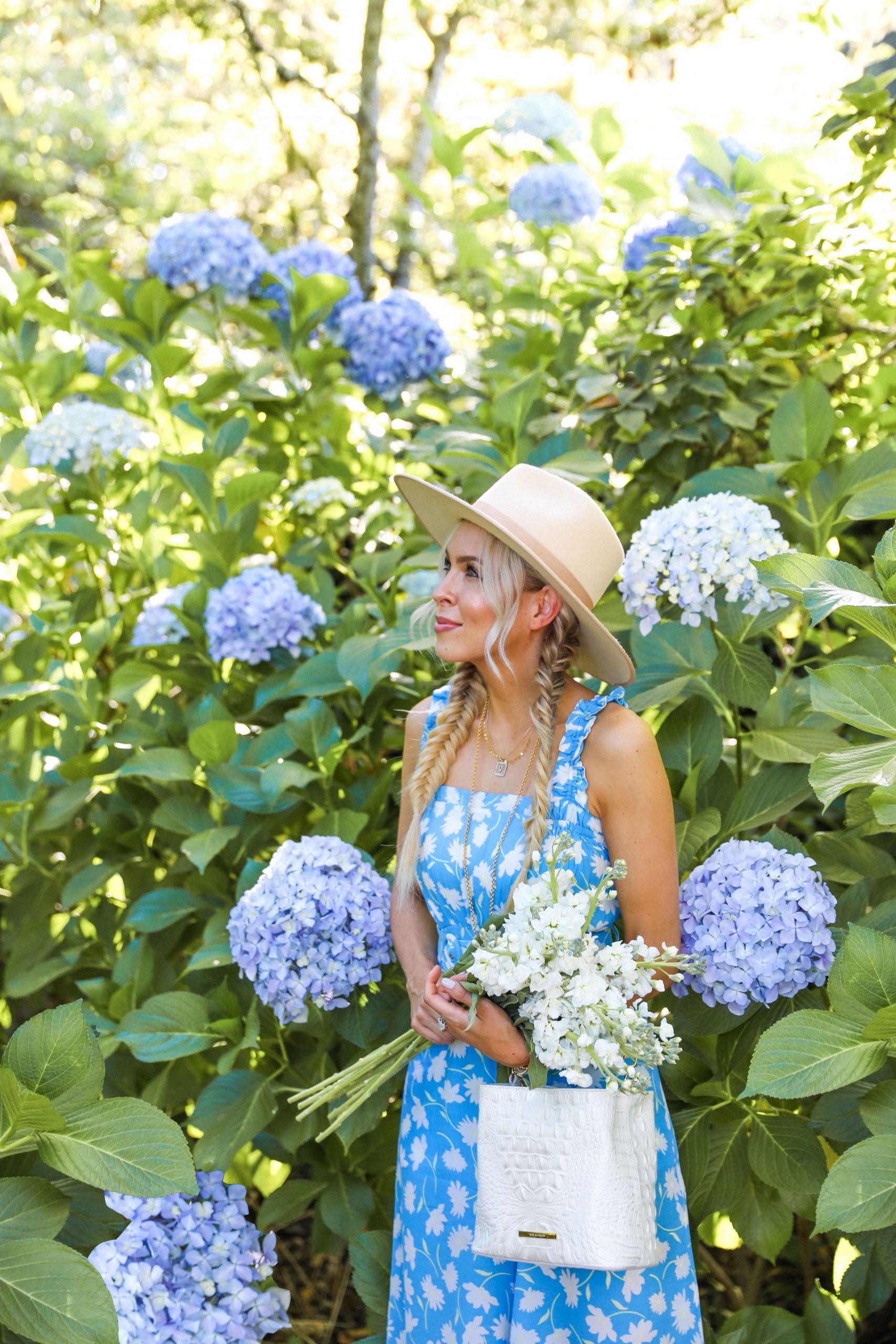 Favorite moments at Filoli Gardens. Faithful the brand jumpsuit shopbop in a hydrangea garden in Filoli, featured by San Francisco style blogger Lombard and Fifth.