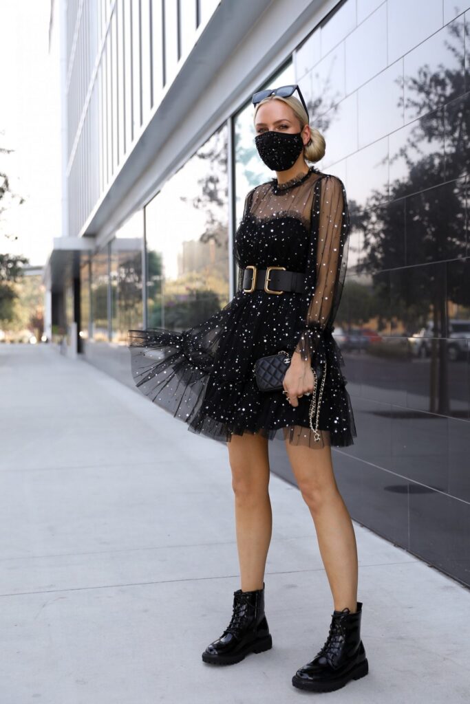 Nasty Gal star and wide dress black pink, styled for fall, featured by San Francisco fashion blogger Lombard & Fifth.