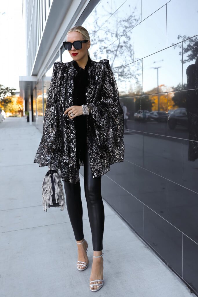 Victoria Emerson holiday sale, featuring best accessories sale pieces paired with H&M x Vampire’s Wife silver cape. By fashion blogger Lombard & Fifth.