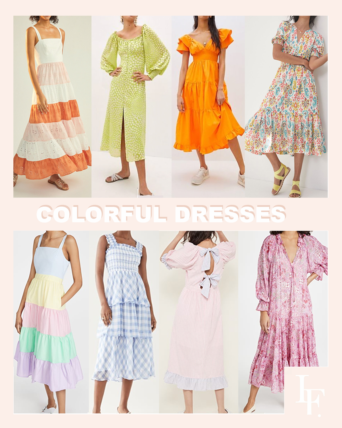 Colorful dress inspiration for spring from Anthropologie and Shopbop style sale, by Lombard & Fifth blog Veronica Levy.