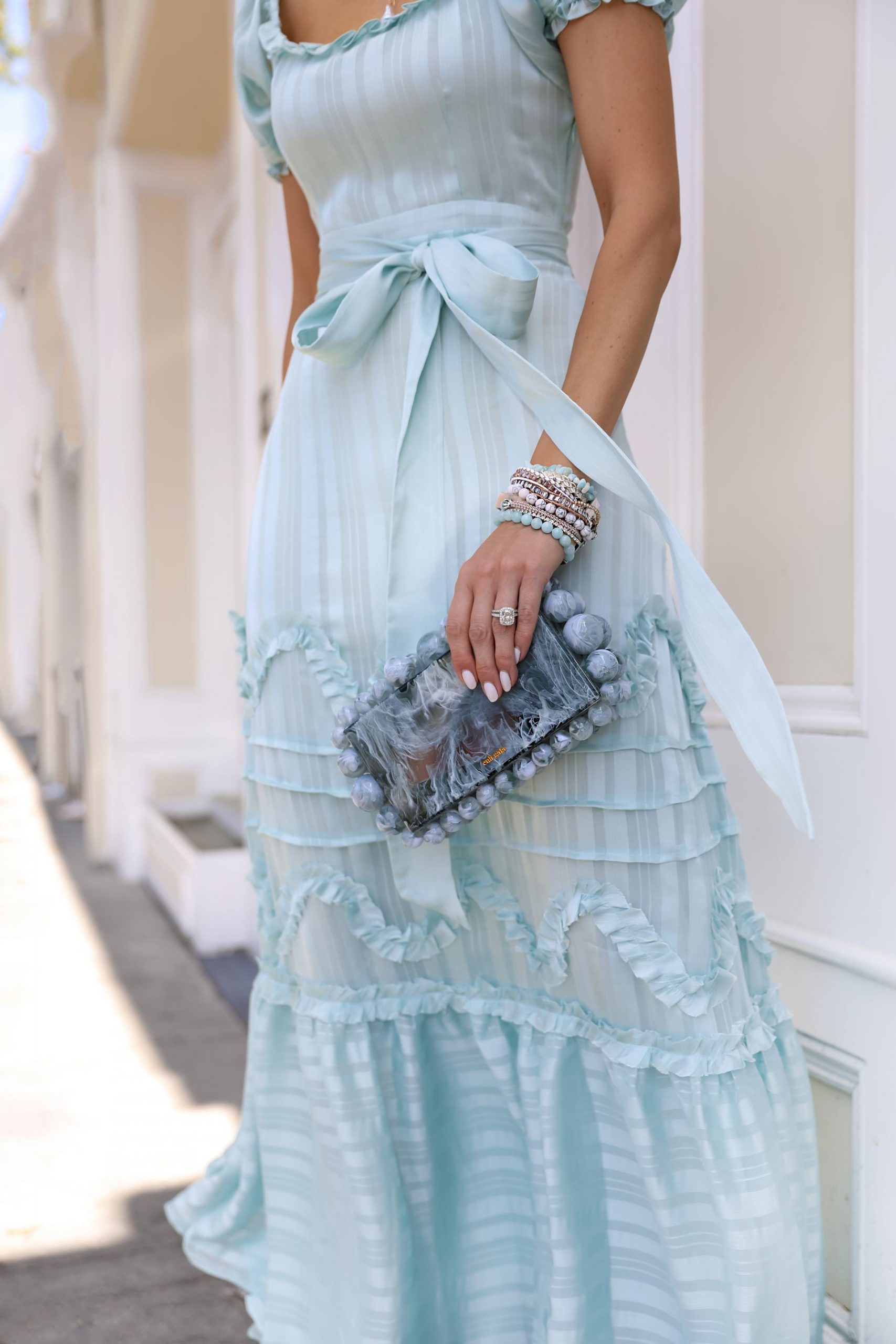 Bridgerton style with boho accessories, wedding guest inspiration by Lombard & Fifth Veronica Levy.