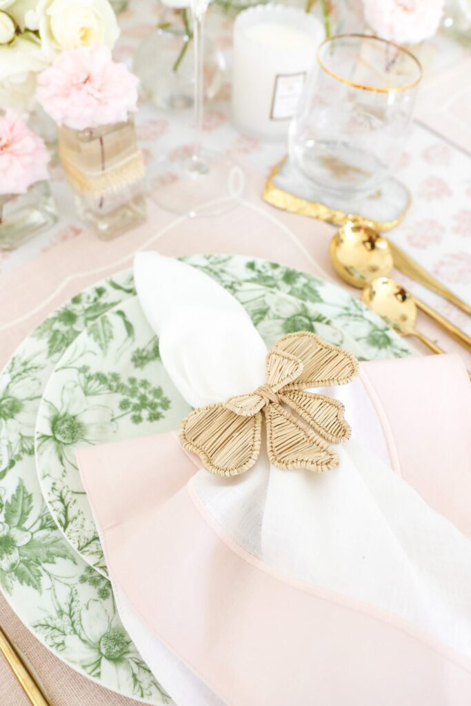 Pink and green table top style inspiration for spring and summer by Lombard & Fifth, Veronica Levy.