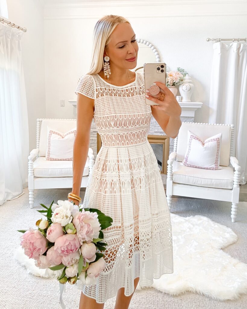 White dress style inspiration for summer, by Lombard & Fifth Veronica Levy.