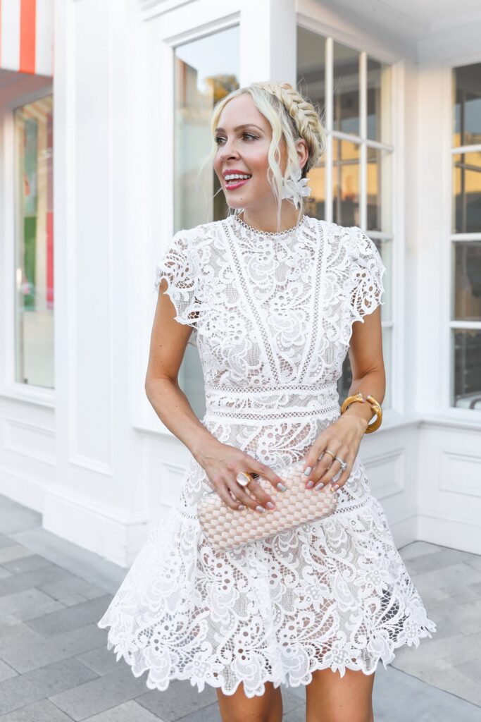White dresses for summer style inspiration. Bridal shower. By Veronica Levy Lombard & Fifth.