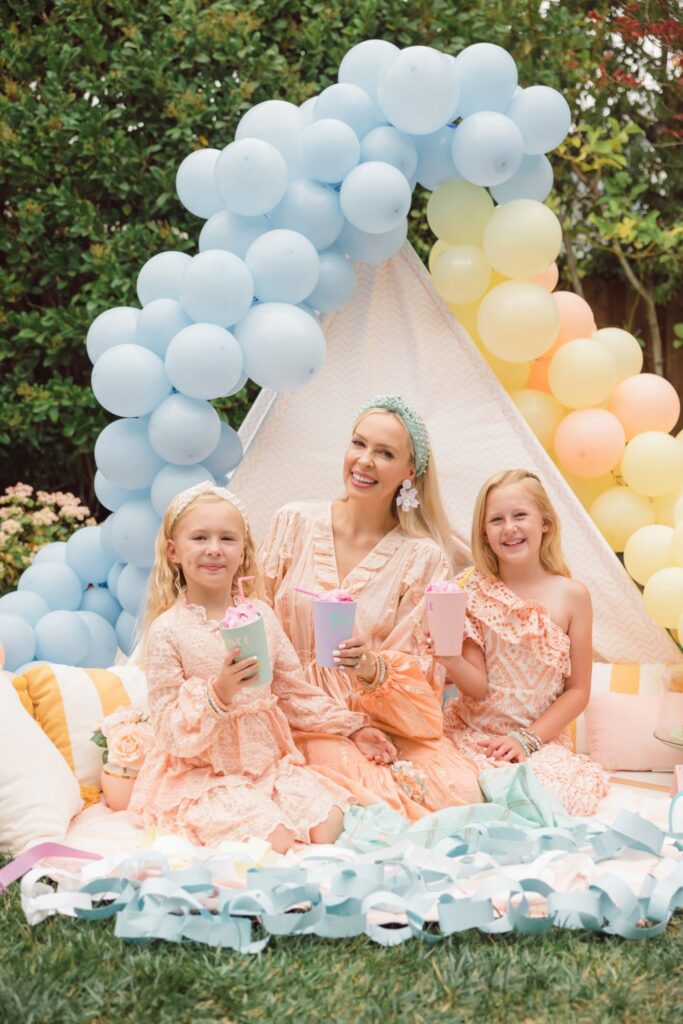 Cricut Joy DIY project ideas for summer party and family time. Pastel balloon garland, girl’s birthday party, custom stickers. By Lombard & Fifth, Veronica Levy.