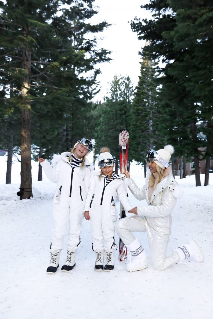 Family ski style inspiration, wearing Dudley Stephens fleece turtleneck and amazon ski suit. By Veronica Levy, Lombard & Fifth.