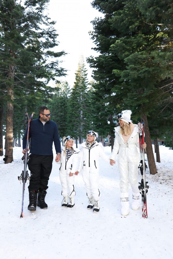 Family ski style inspiration, wearing Dudley Stephens fleece turtleneck and amazon ski suit. By Veronica Levy, Lombard & Fifth.