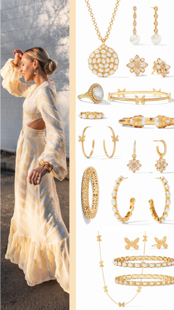 ASOS maxi dress, Julie Vos spring collection, Julie Vos jewelry, Julie Vos Accessories. By Veronica Levy, Lombard & Fifth.