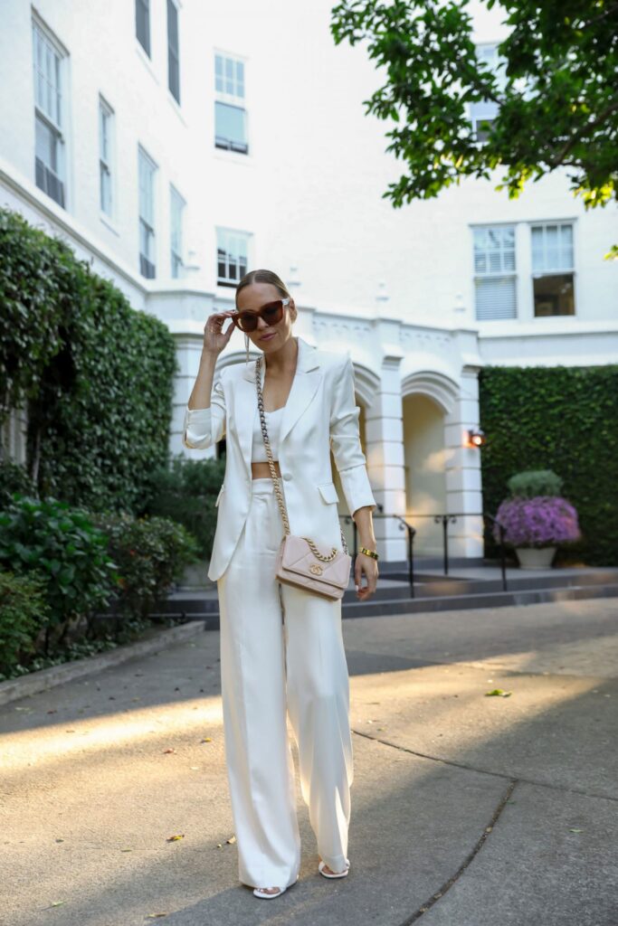 Workwear blazer suit styling inspiration for spring, from Express Rachel Zoe collection. By Veronica Levy, Lombard & Fifth.