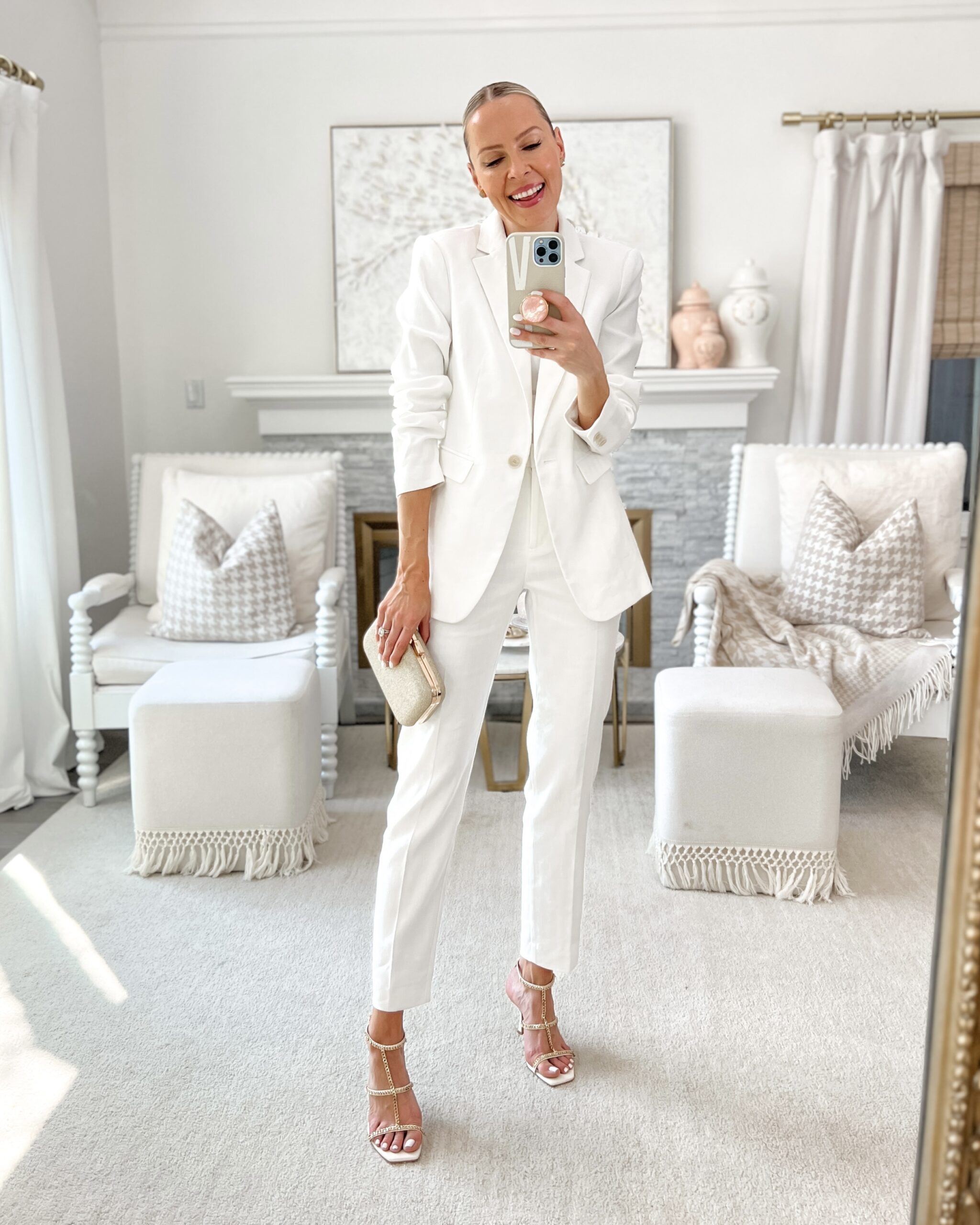 ann taylor white ivory linen suit, workwear inspiration