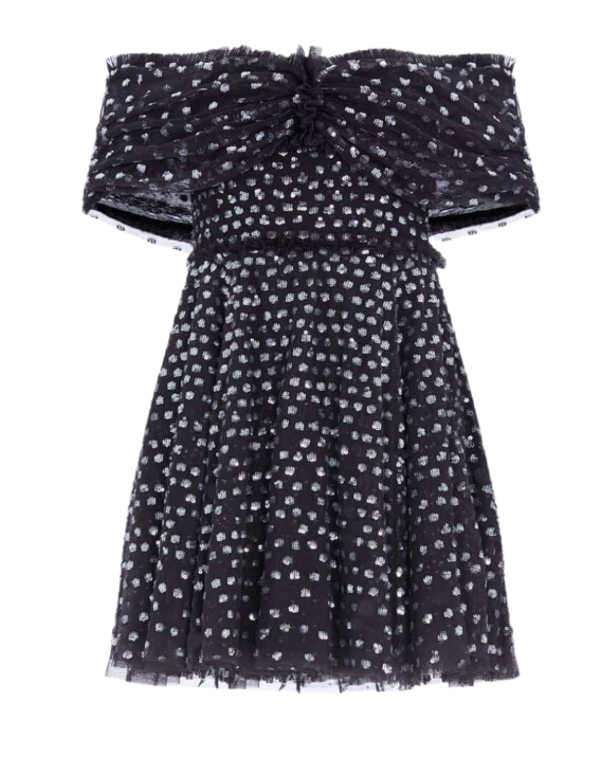 Needle and Thread black and silver dot mini dress