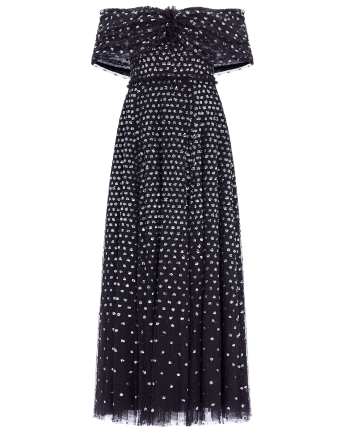 Needle and Thread black and silver dot strapless dress