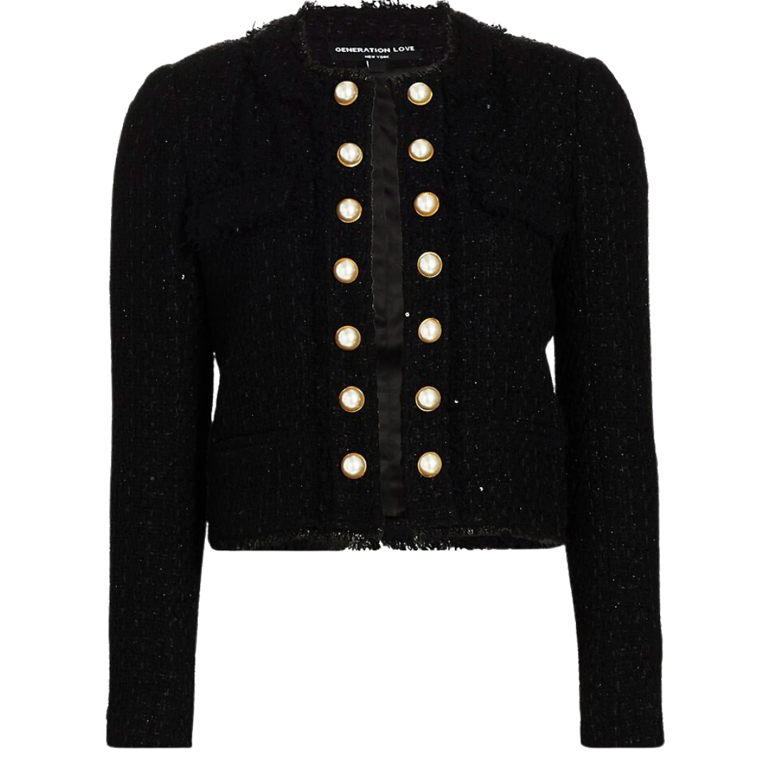black with gold row button blazer