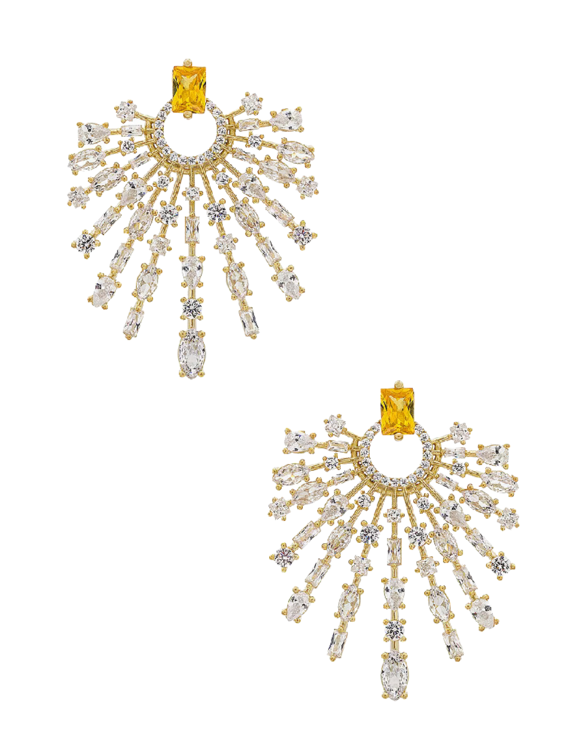 revolve yellow and crystal starburst earrings