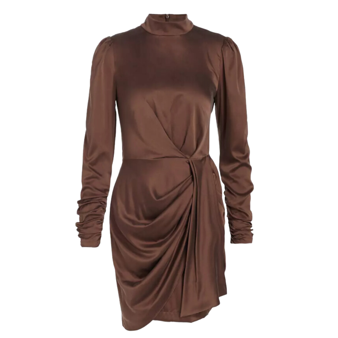 silky brown dress
