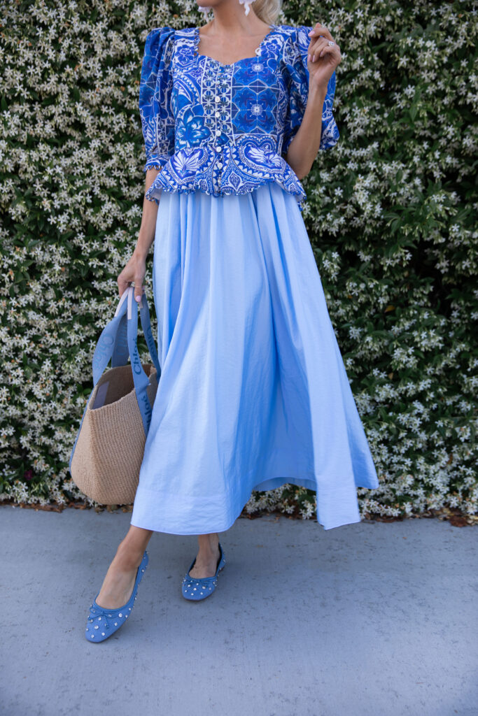 SAKS SHOPPING EVENT, SAKS sale, summer style, summer favorites, summer fashion for women, blue dress for summer, blue wedding guest dress, blue outfit for summer, outfit idea for summer, Lombard and fifth