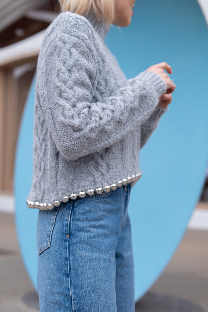 ZARA CABLE KNIT BOBBLE SWEATER