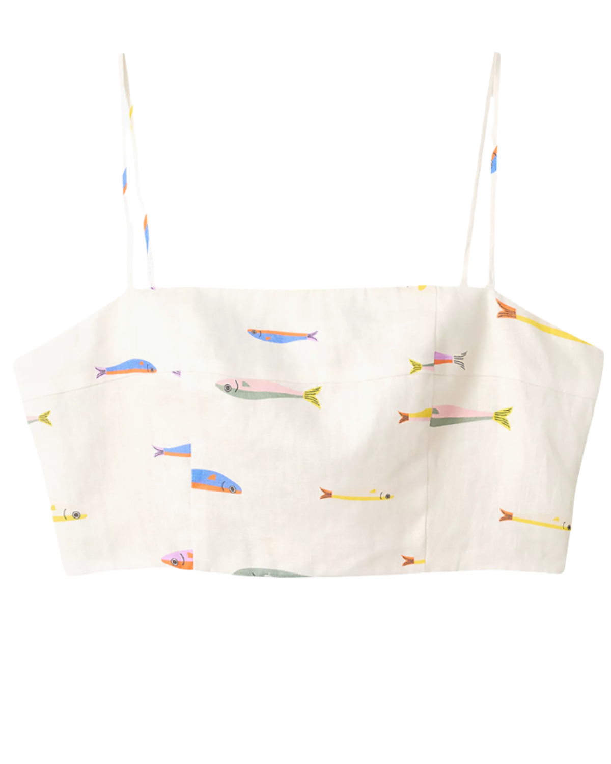 Staud Federico Fish-Print Cotton Crop Top