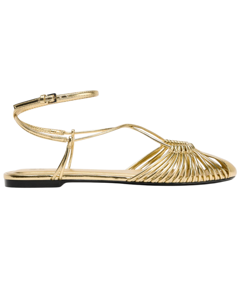 Zara US METALLIC STRAPPY FISHERMAN SANDALS