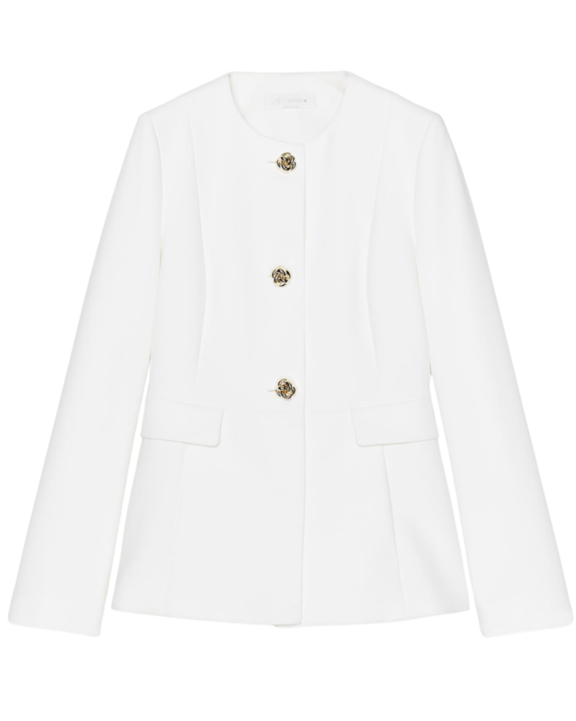 Zara US FITTED CREW NECK BLAZER