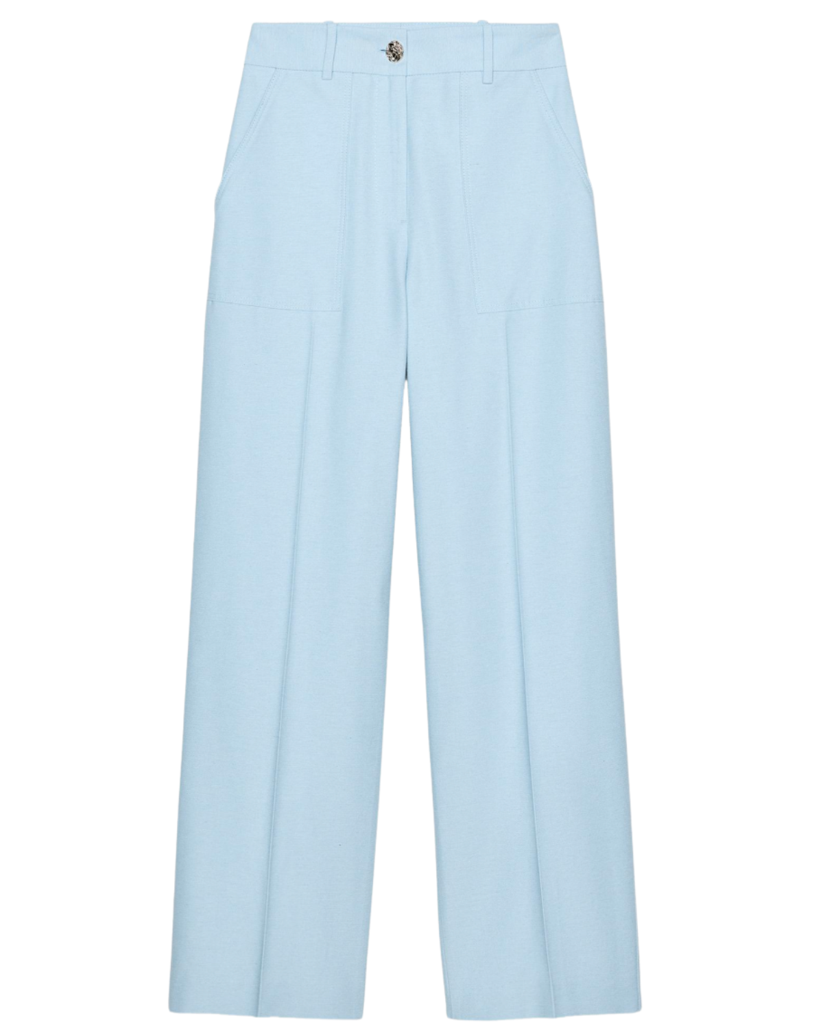 Zara US STRAIGHT LEG PANTS WITH METAL BUTTON