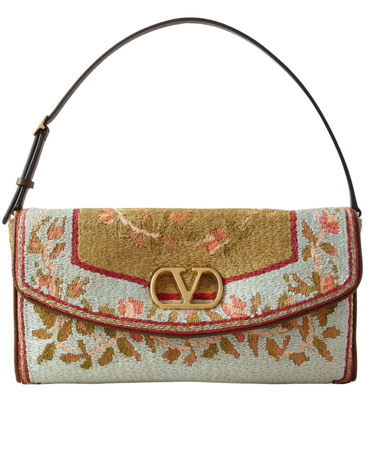 NET-A-PORTER (US) Vain Soft embroidered leather-trimmed satin shoulder bag