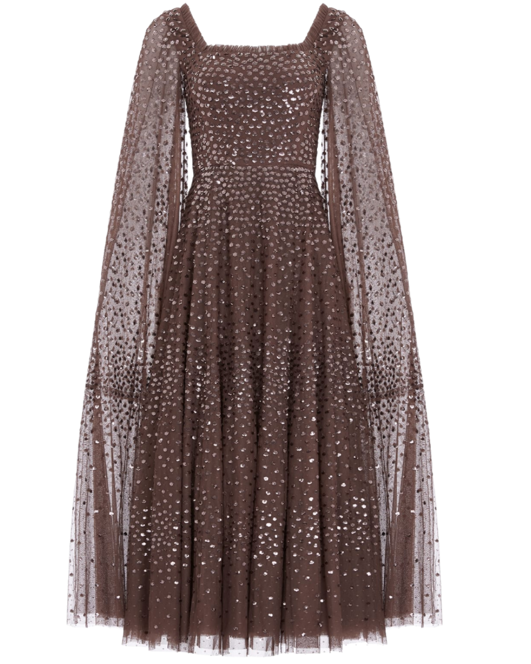 Needle & Thread Scatter Dot Cape Sleeve Ankle Gown