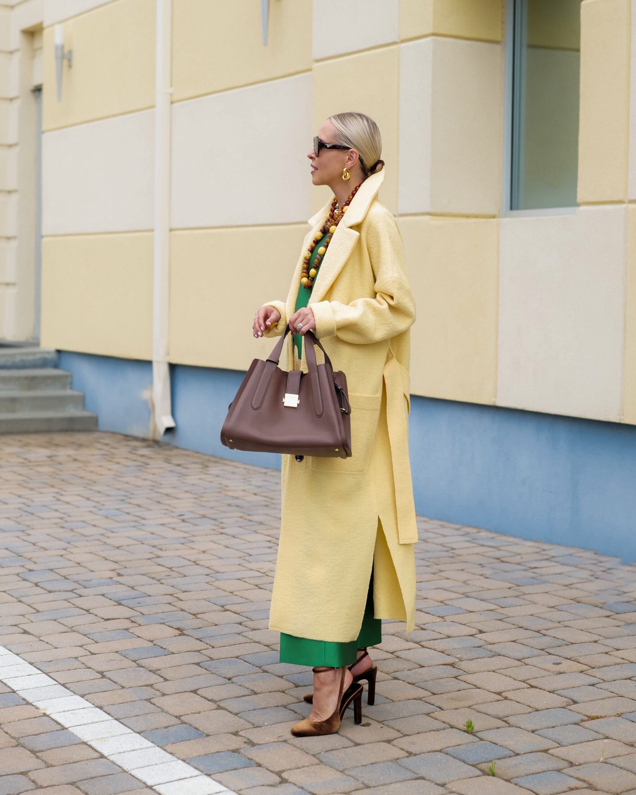 Wolf & Badger Wool Yellow Coat With Patch Pockets