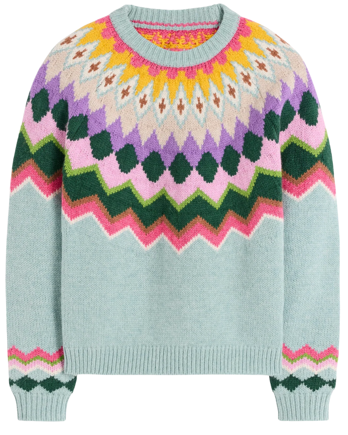 Boden (US) Eleanor Fair Isle Sweater-Tourmaline Blue Melange
