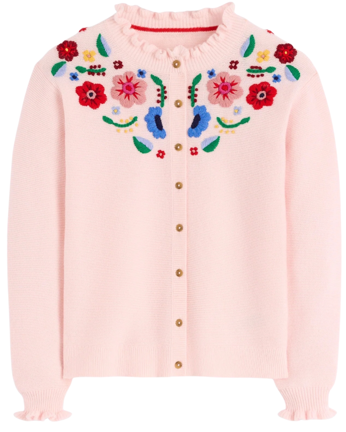 Embroidered Frill Cardigan Blooming Pink