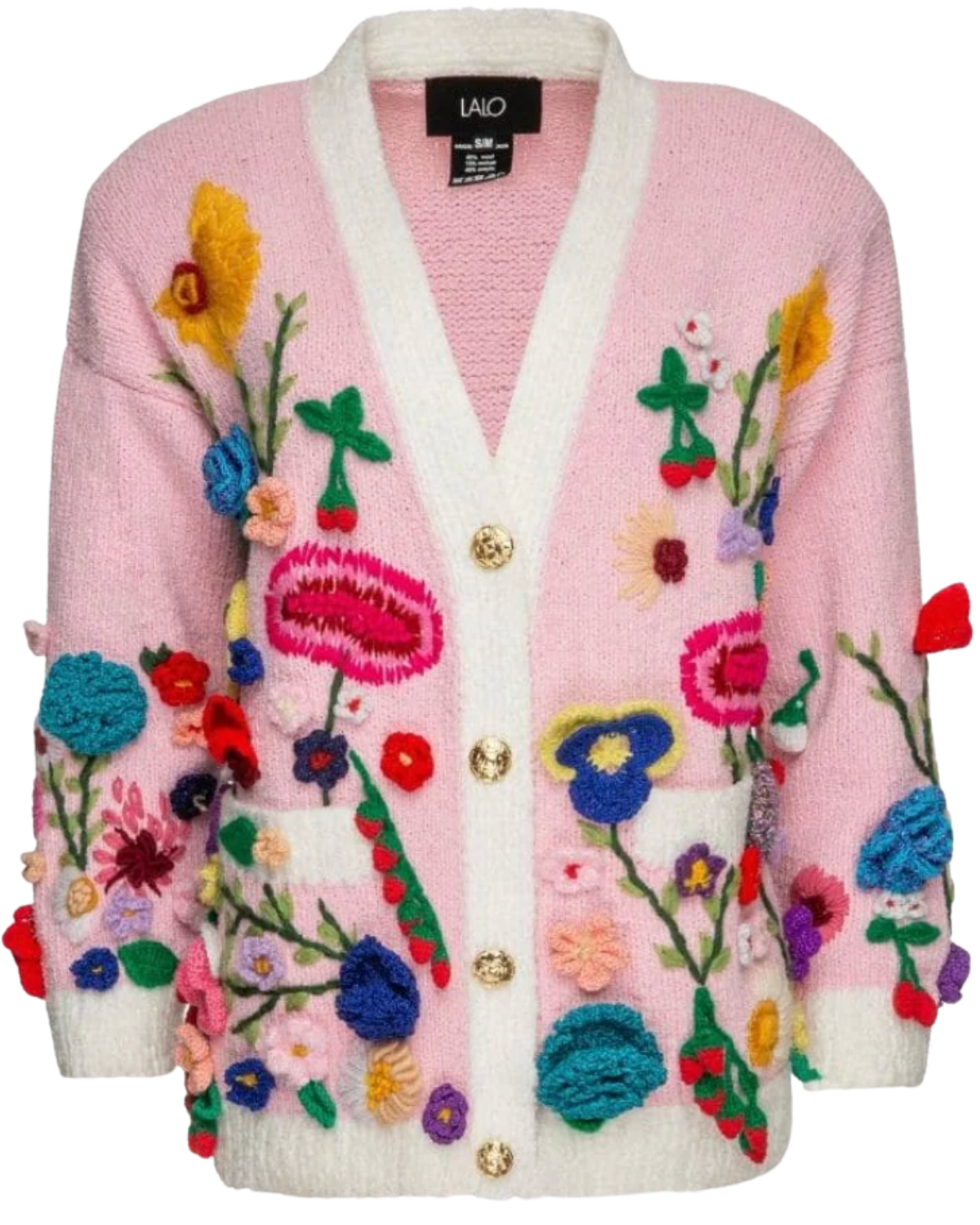 CULT MIA UK LTD FLORIS PINK EMBROIDERED OVERSIZED CARDI Lalo
