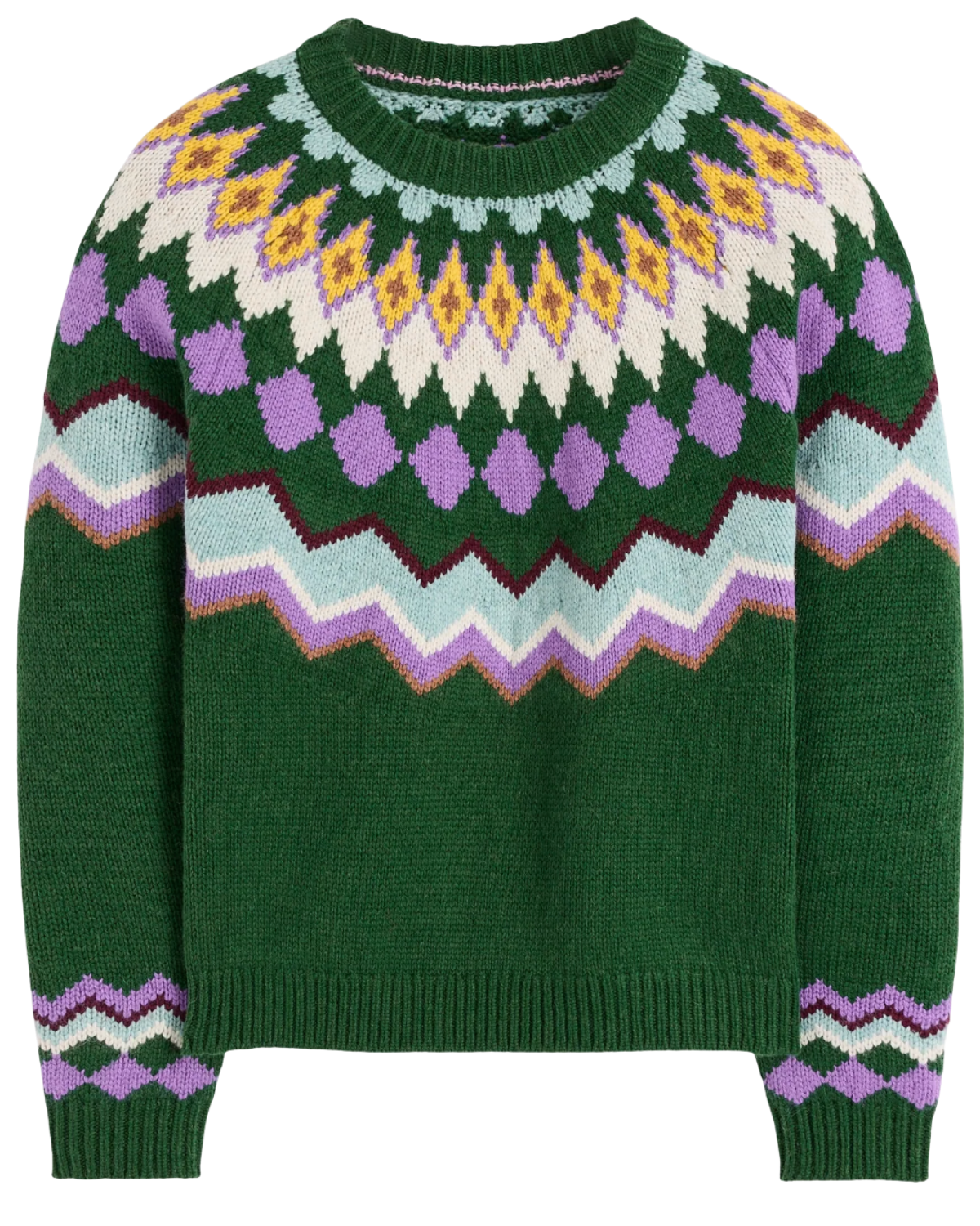 Eleanor Fair Isle Sweater Promenade Green Melange