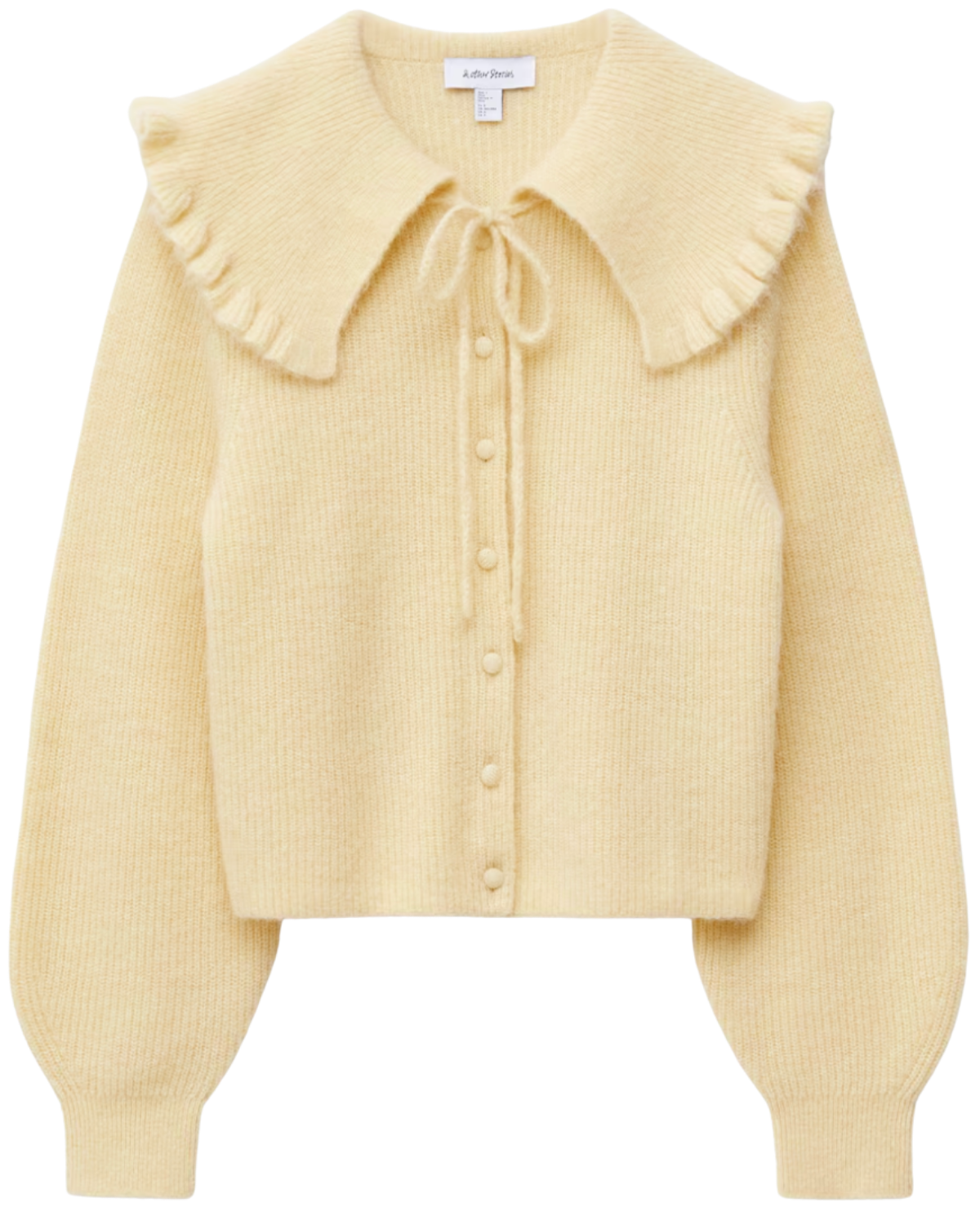 & Other Stories alpaca cardigan with large tie front collar in light yellow