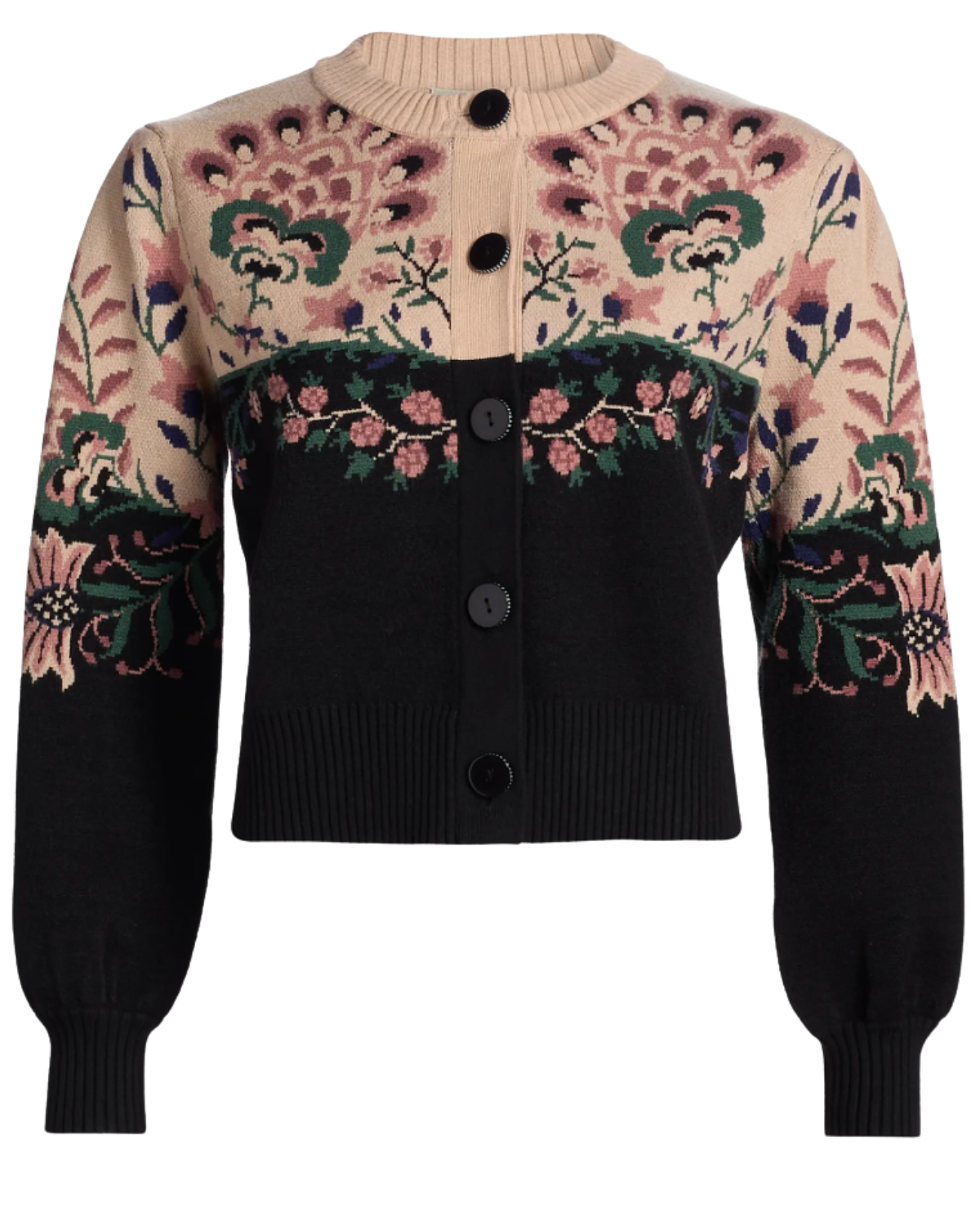 Saks Fifth Avenue Belle Garden Floral Knit Crewneck Cardigan